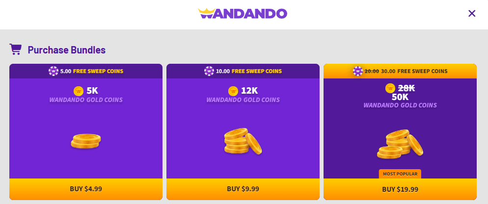 Wandando first purchase packages